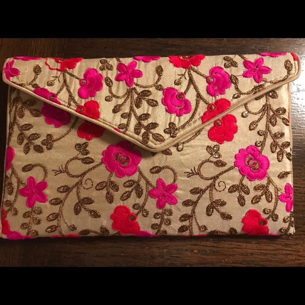 Embroidered woman’s purse. Beautiful embroidery.